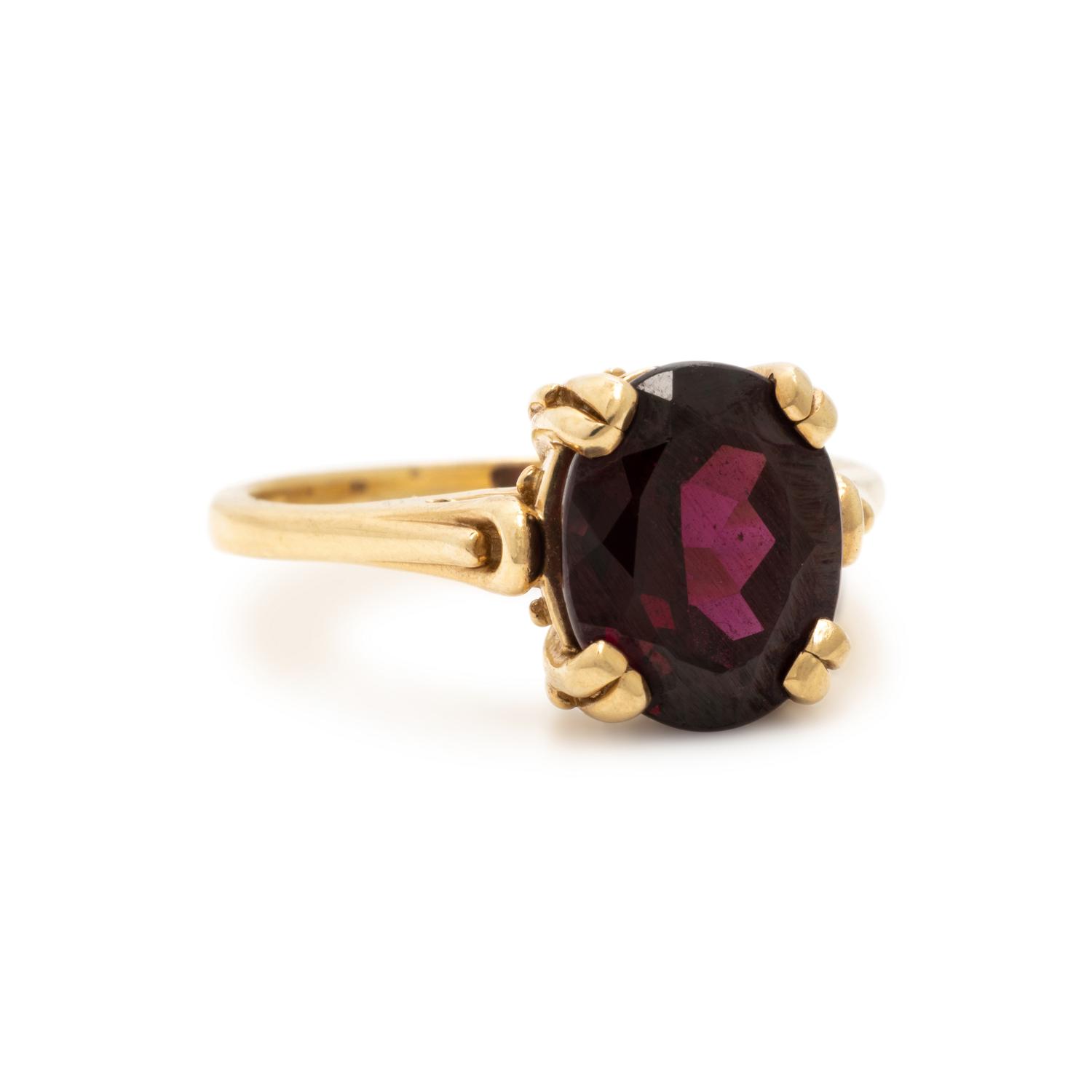 Garnet and Yellow Gold Ring