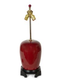 An Iron Red-Glazed Porcelain Jar Mounted as a Lamp