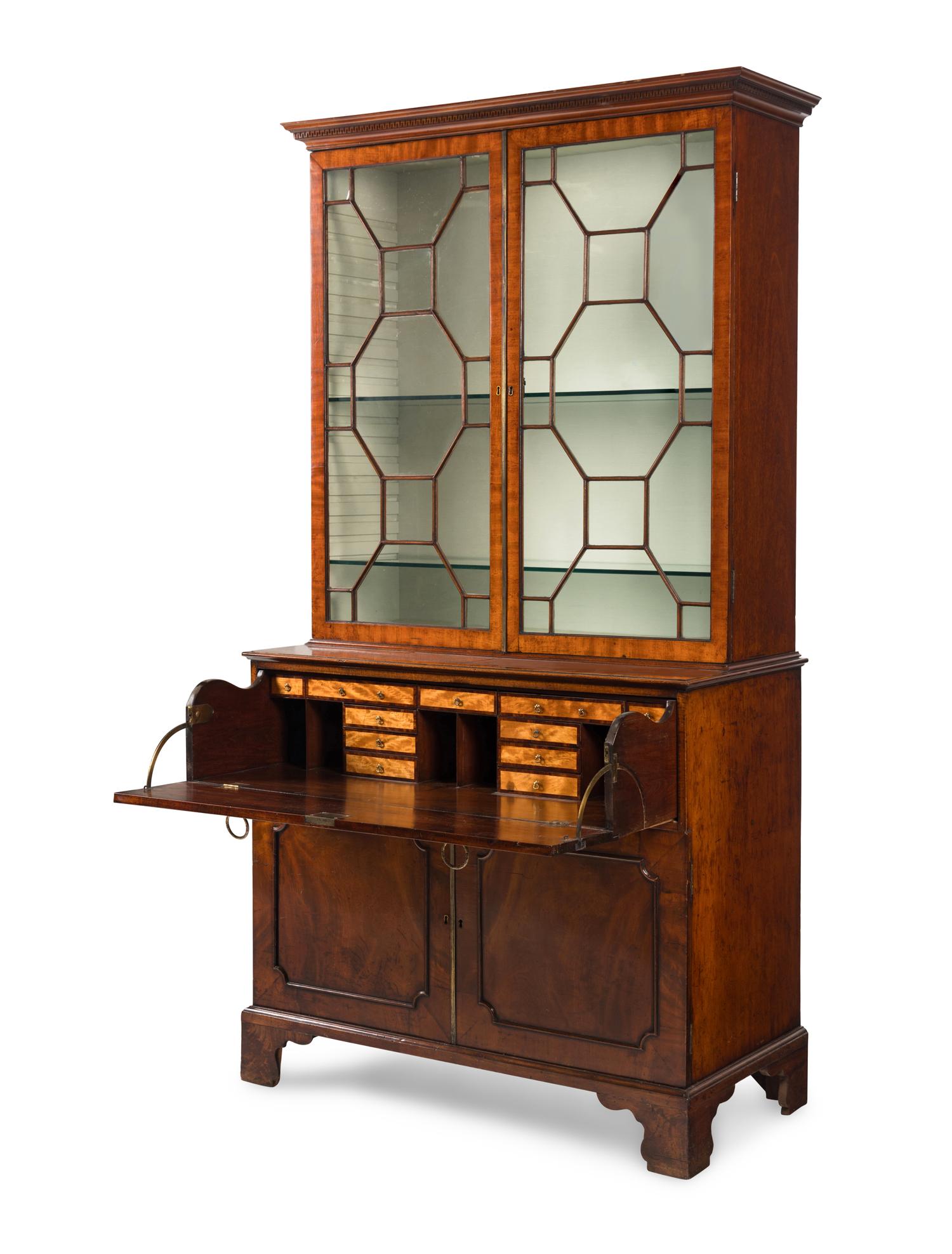 A George III Mahogany Bureau Bookcase