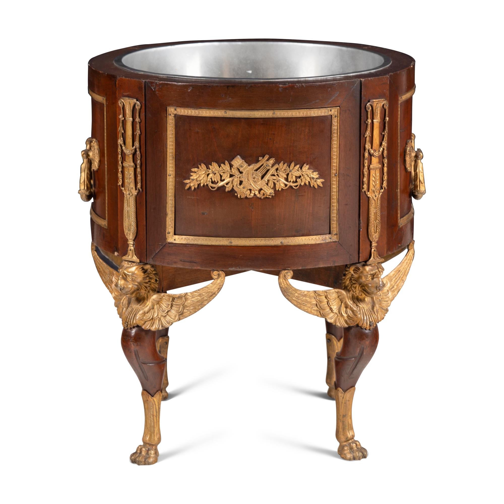An Empire Style Gilt-Bronze Mounted Mahogany Jardinière