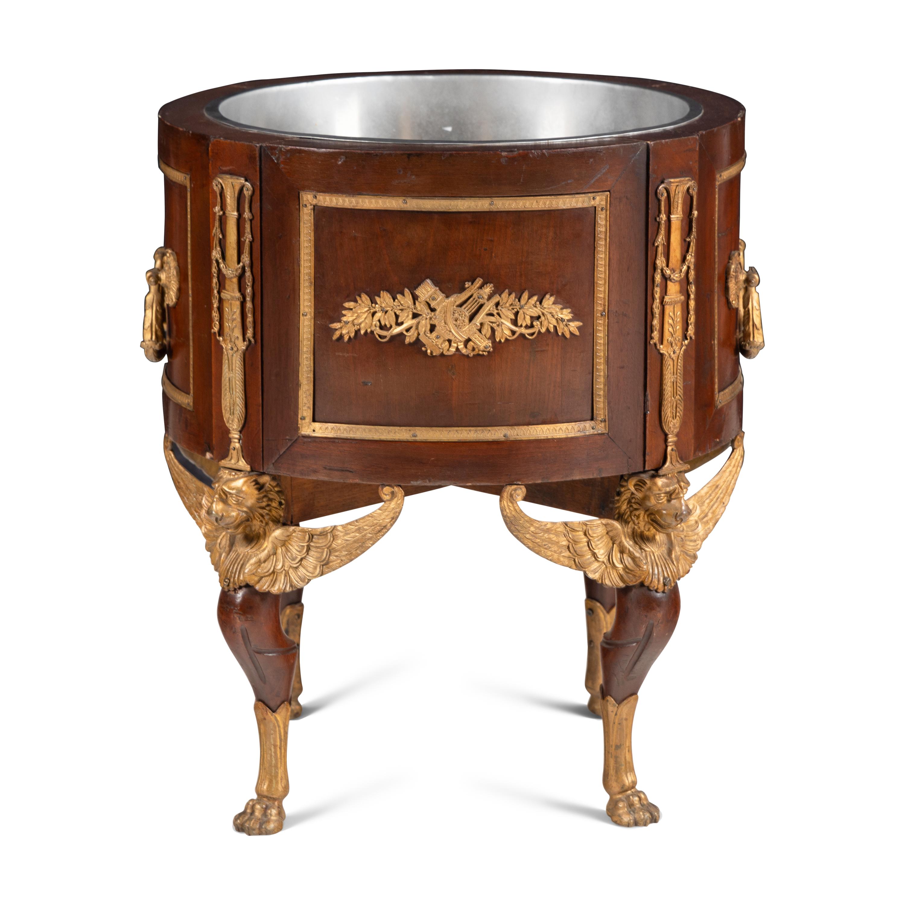 An Empire Style Gilt-Bronze Mounted Mahogany Jardinière