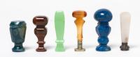 A Collection of Six Hardstone Seals, Height of tallest 2 1/2 inches.