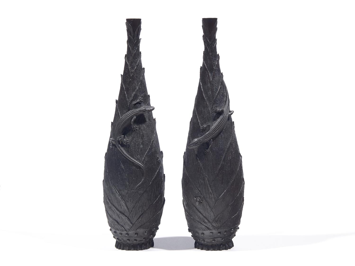 A Pair of Bronze Vases