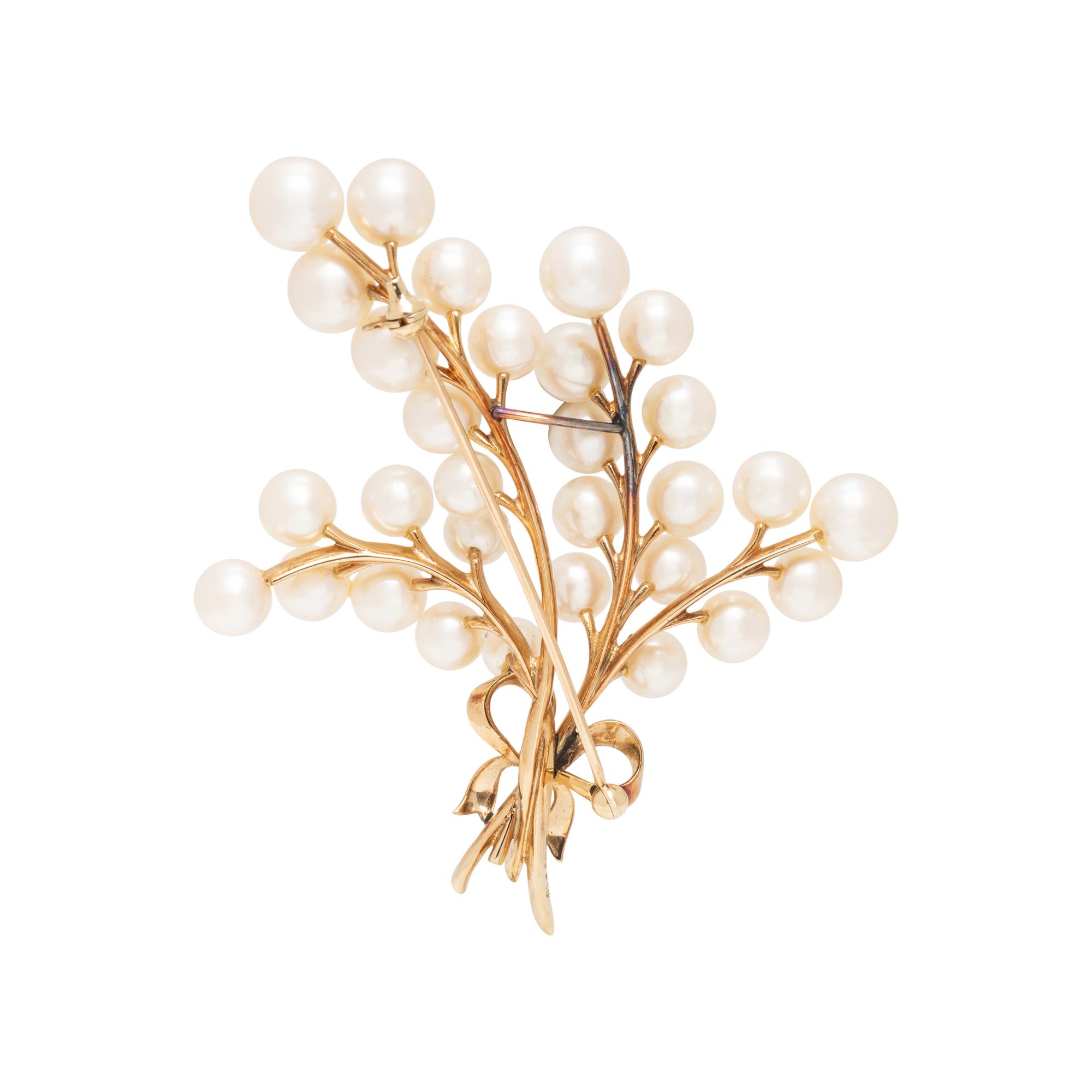MIKIMOTO, CULTURED PEARL BROOCH