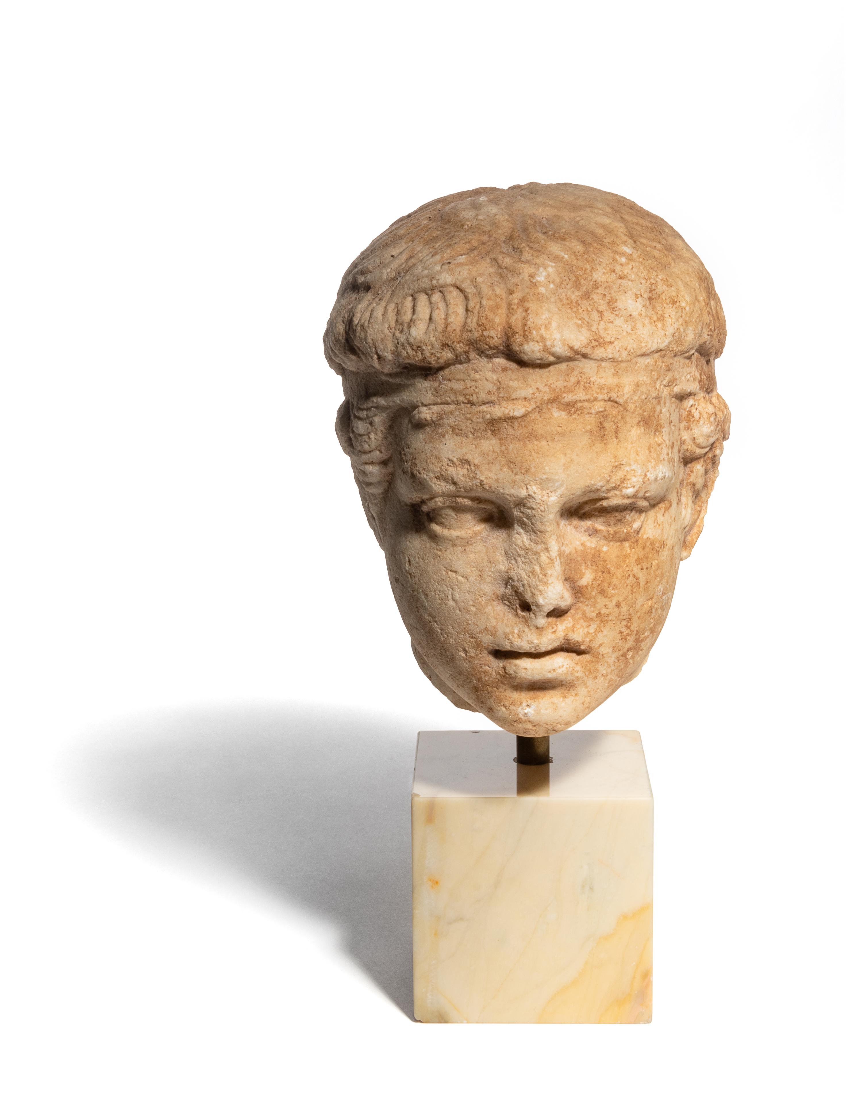 A Roman Marble Head of an Athlete