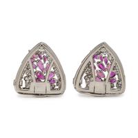 DIAMOND, PINK DIAMOND AND RUBY DOUBLE CLIP BROOCH