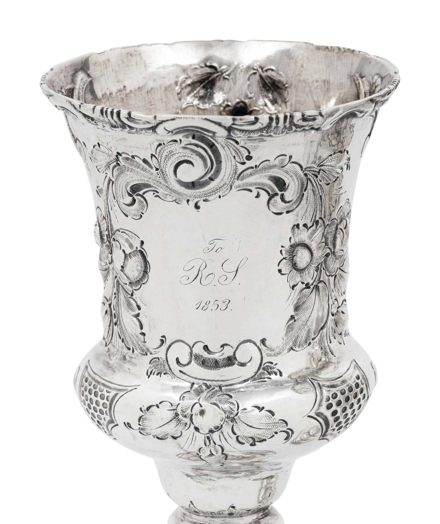 Two American Silver Repoussé Goblets
