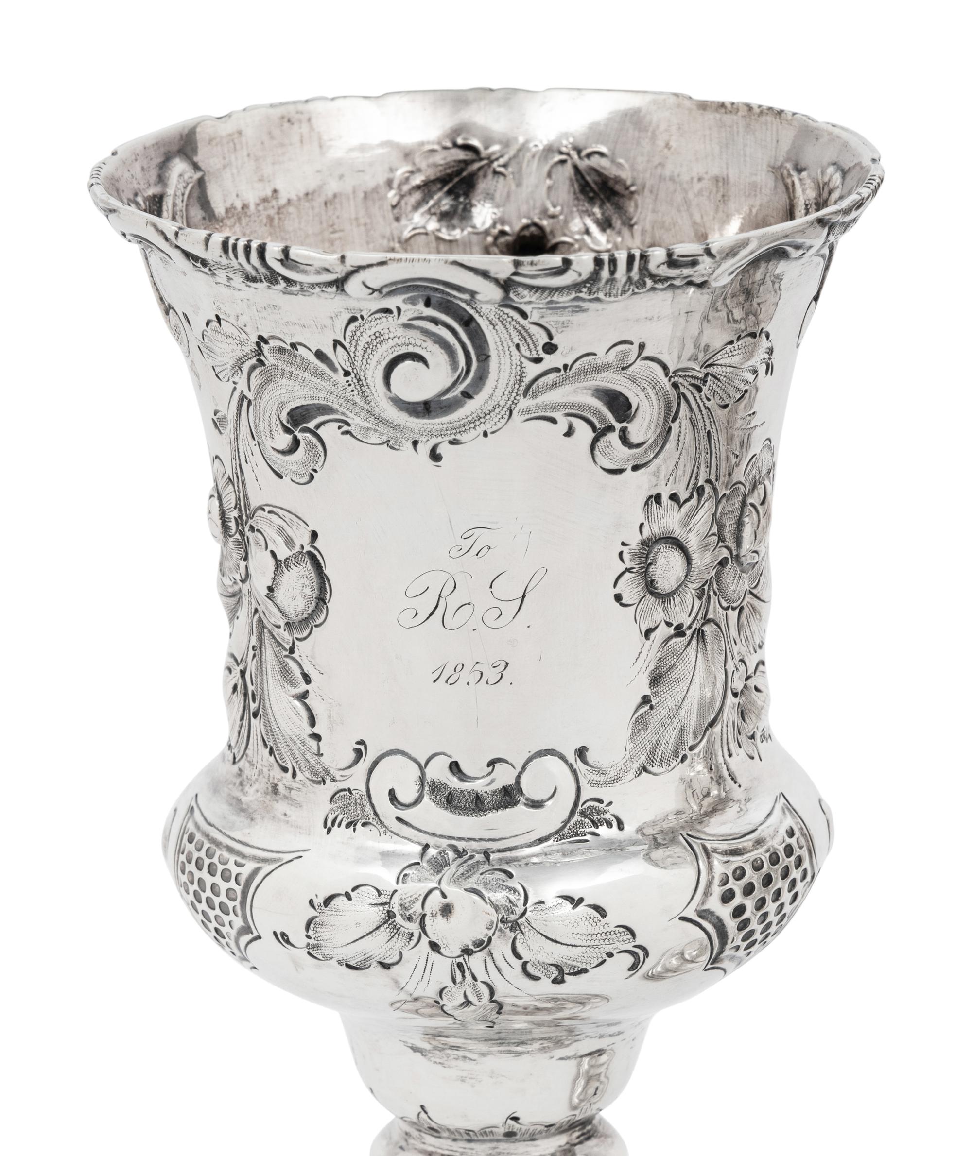 Two American Silver Repoussé Goblets