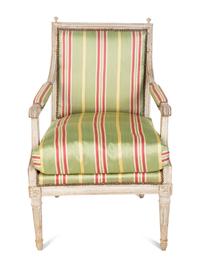 A Louis XVI Style Painted Fauteuil — 18TH/19TH CENTURY