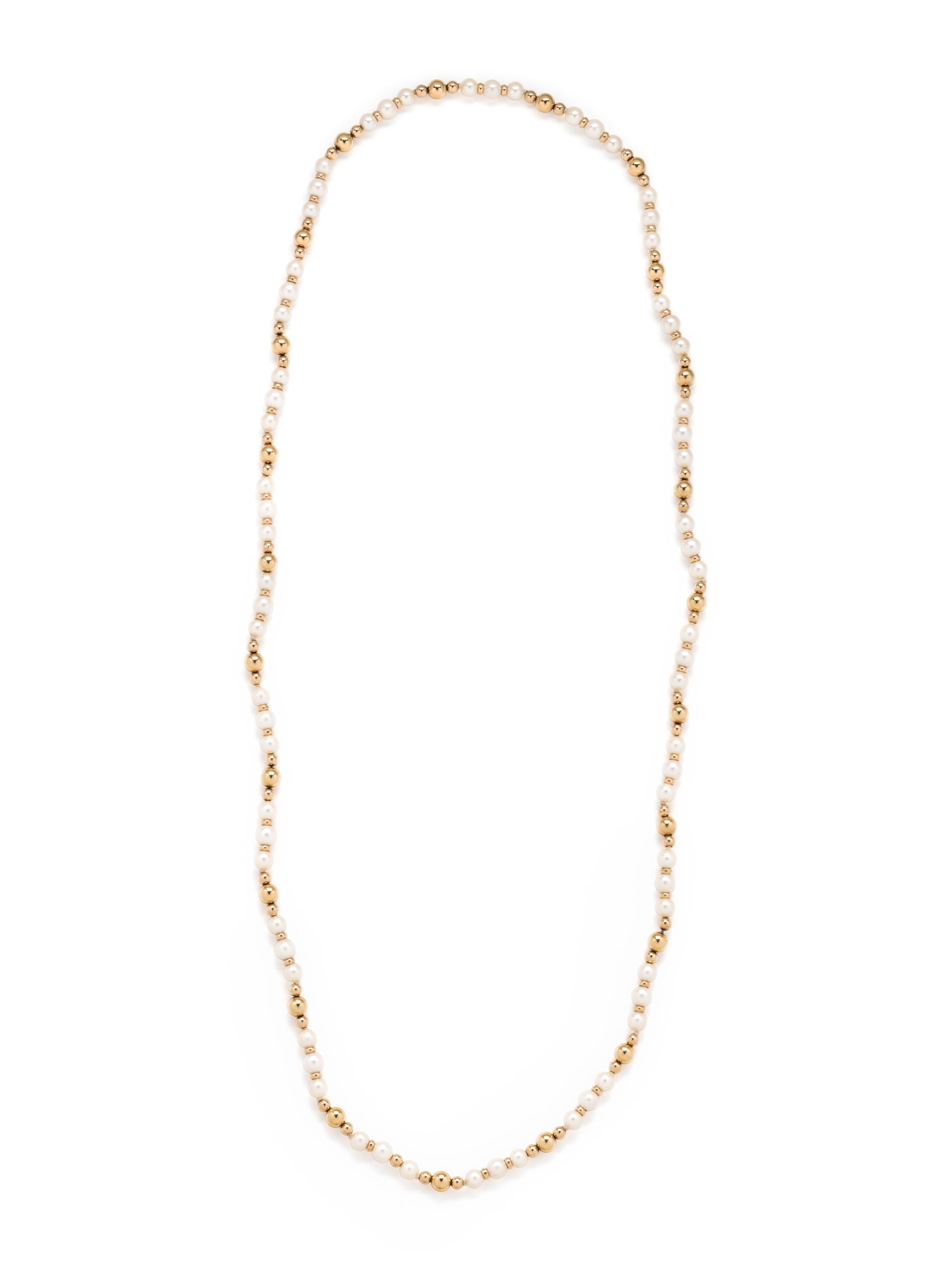 YELLOW GOLD AND CULTURED PEARL NECKLACE