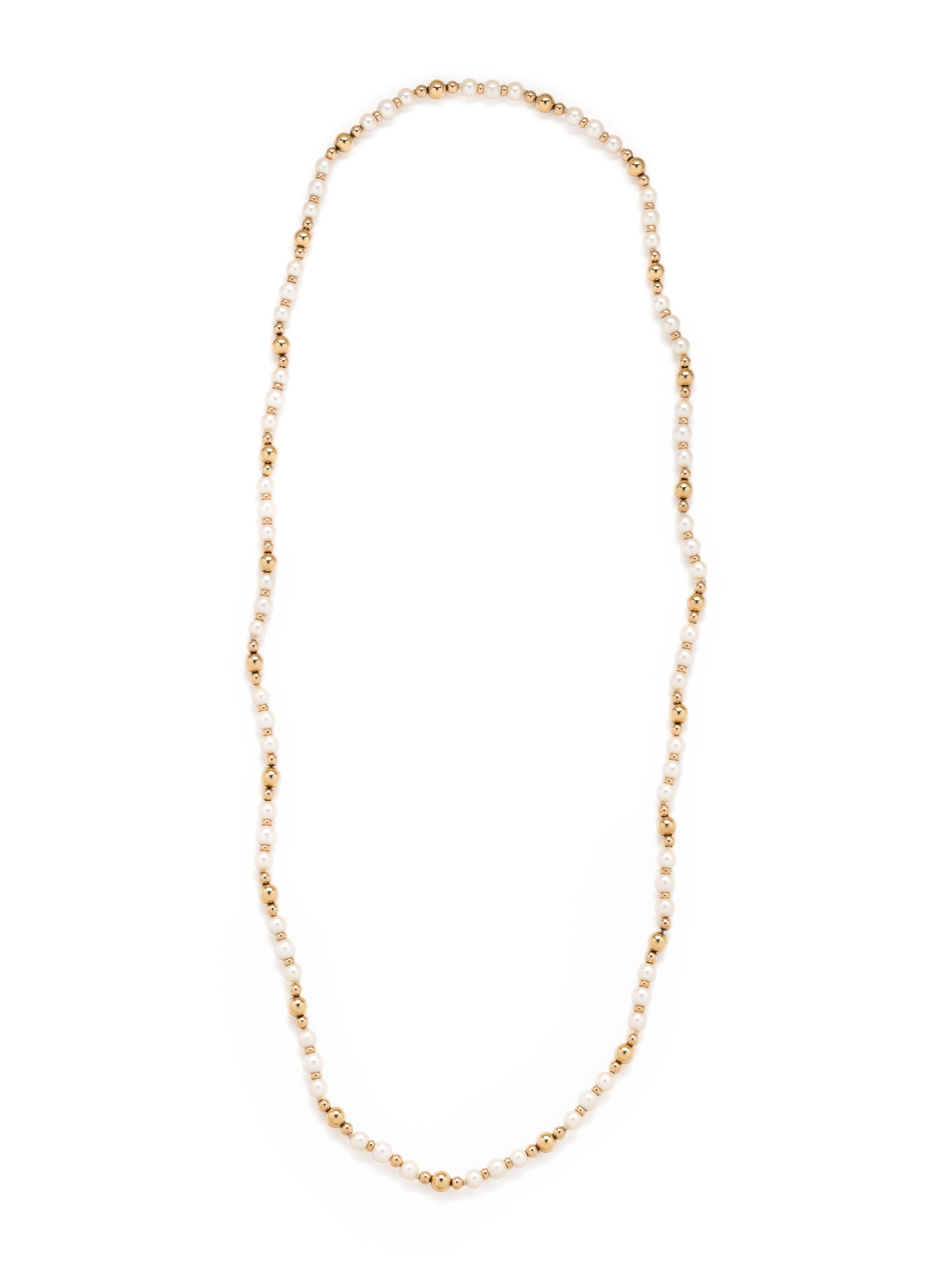 YELLOW GOLD AND CULTURED PEARL NECKLACE