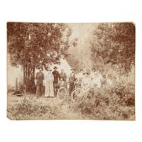 [BICYCLES]. A group of early photographs of cyclists, including children with tricycles, wagons, and riding toys.
