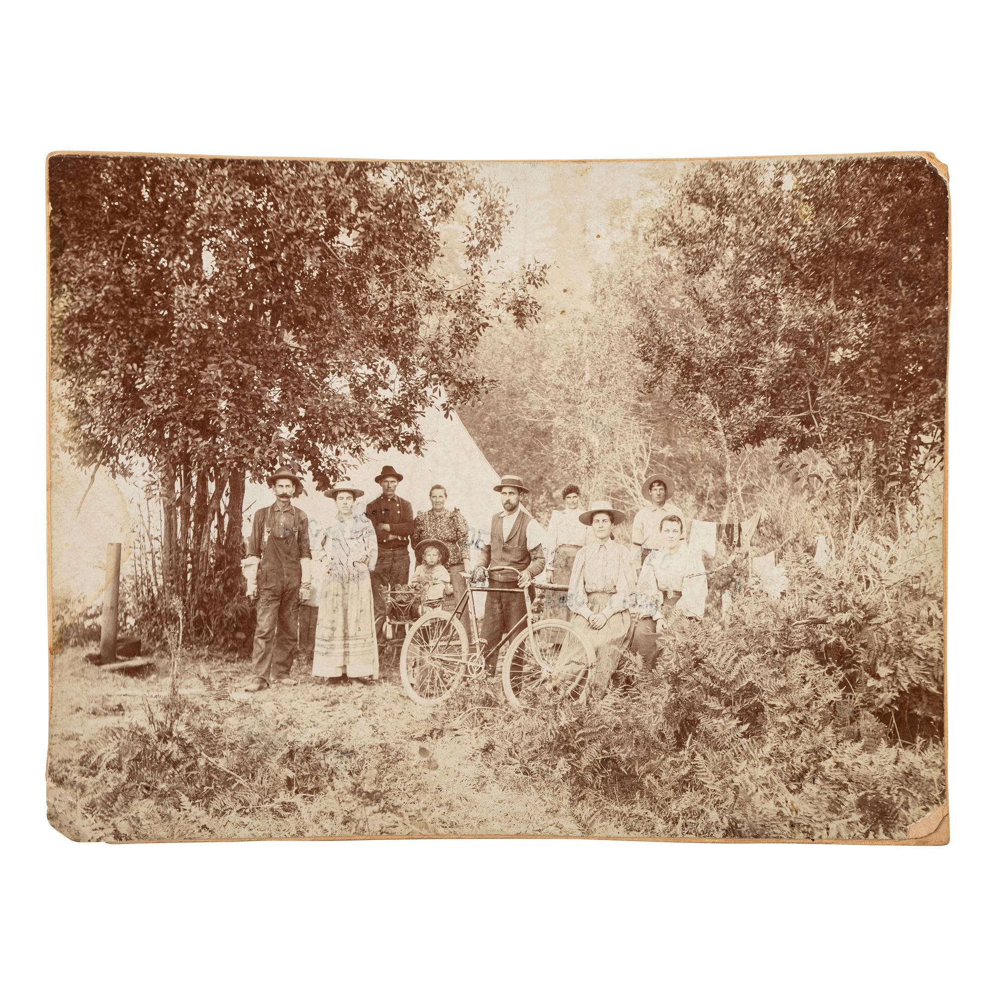 [BICYCLES]. A group of early photographs of cyclists, including children with tricycles, wagons, and riding toys.