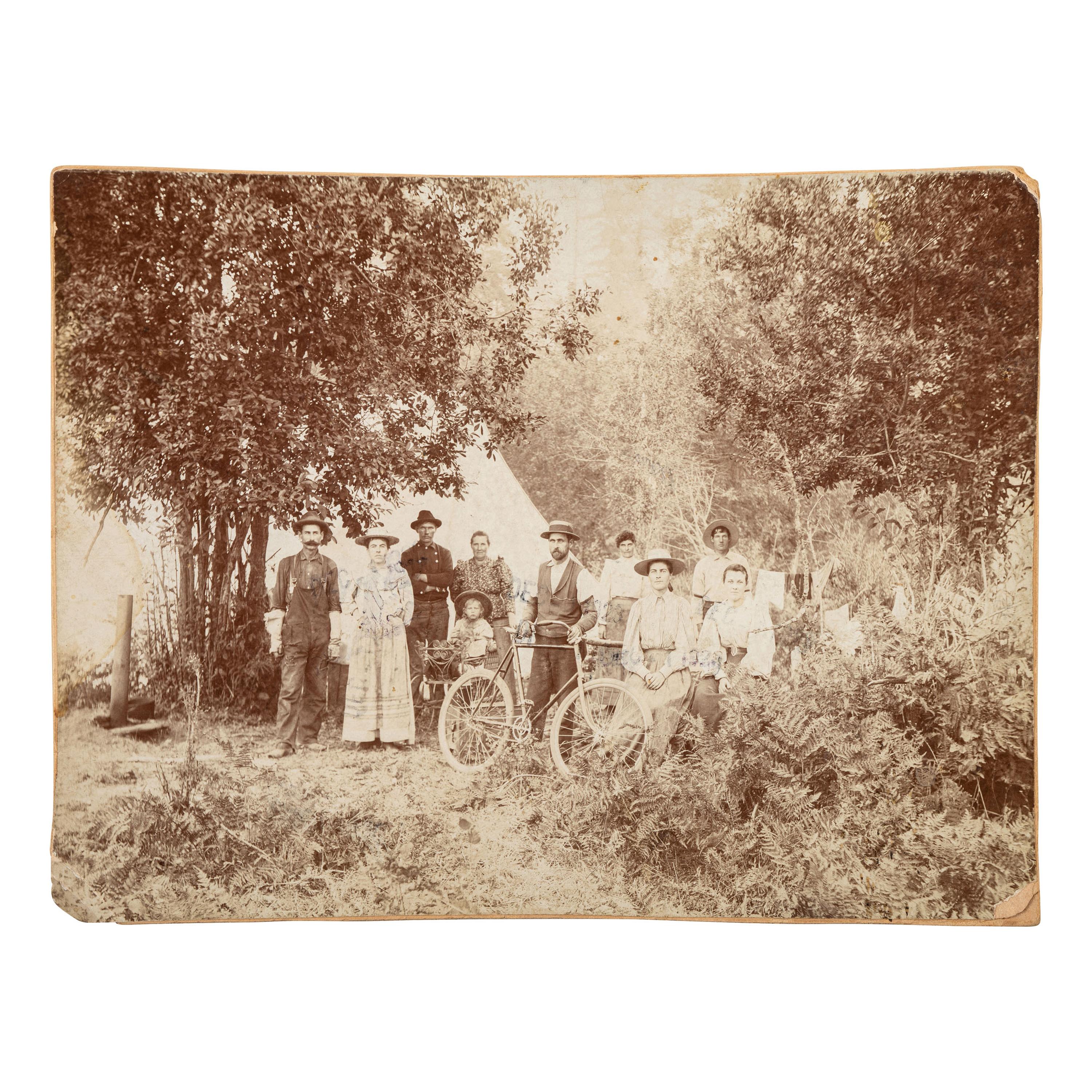 [BICYCLES]. A group of early photographs of cyclists, including children with tricycles, wagons, and riding toys.