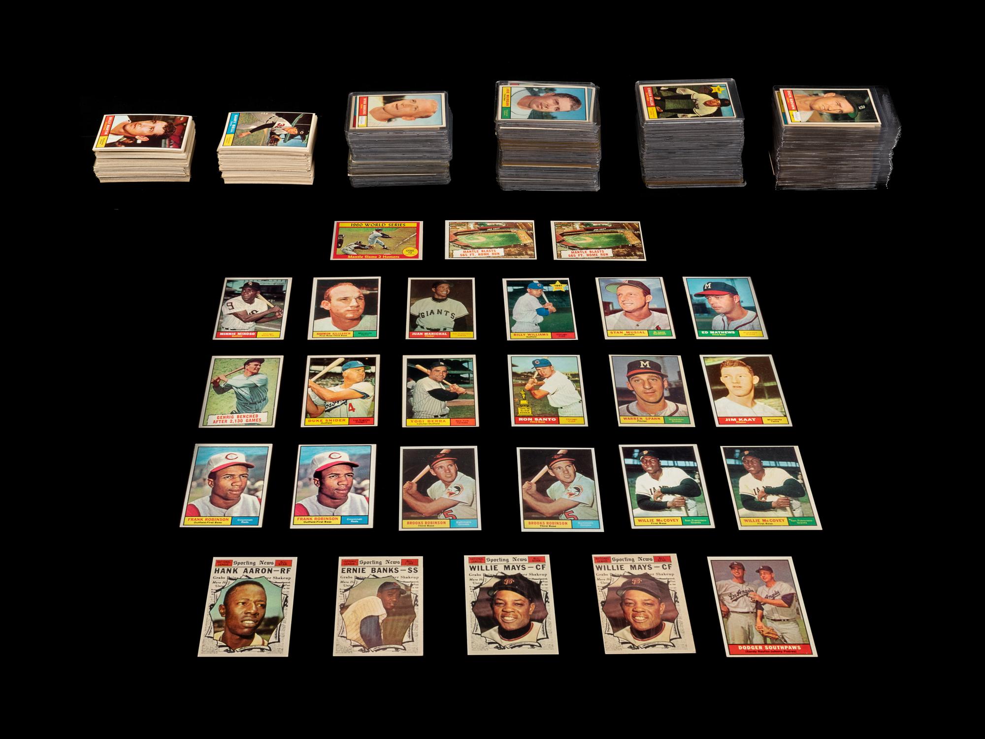 A Group of Over 400 Assorted 1961 Topps Baseball Cards Including Multiple Hall of Famers and Rookies