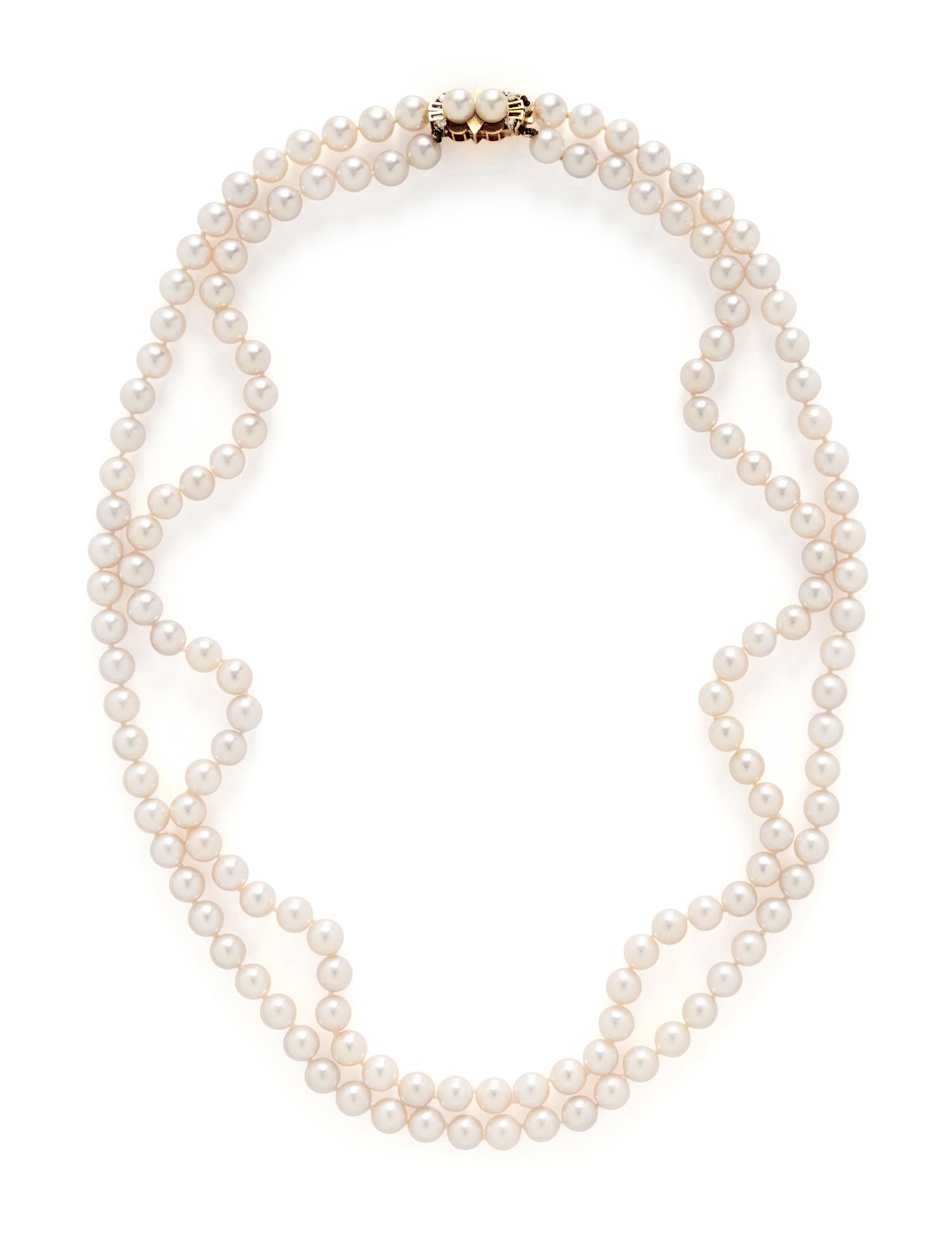 CULTURED PEARL AND DIAMOND NECKLACE