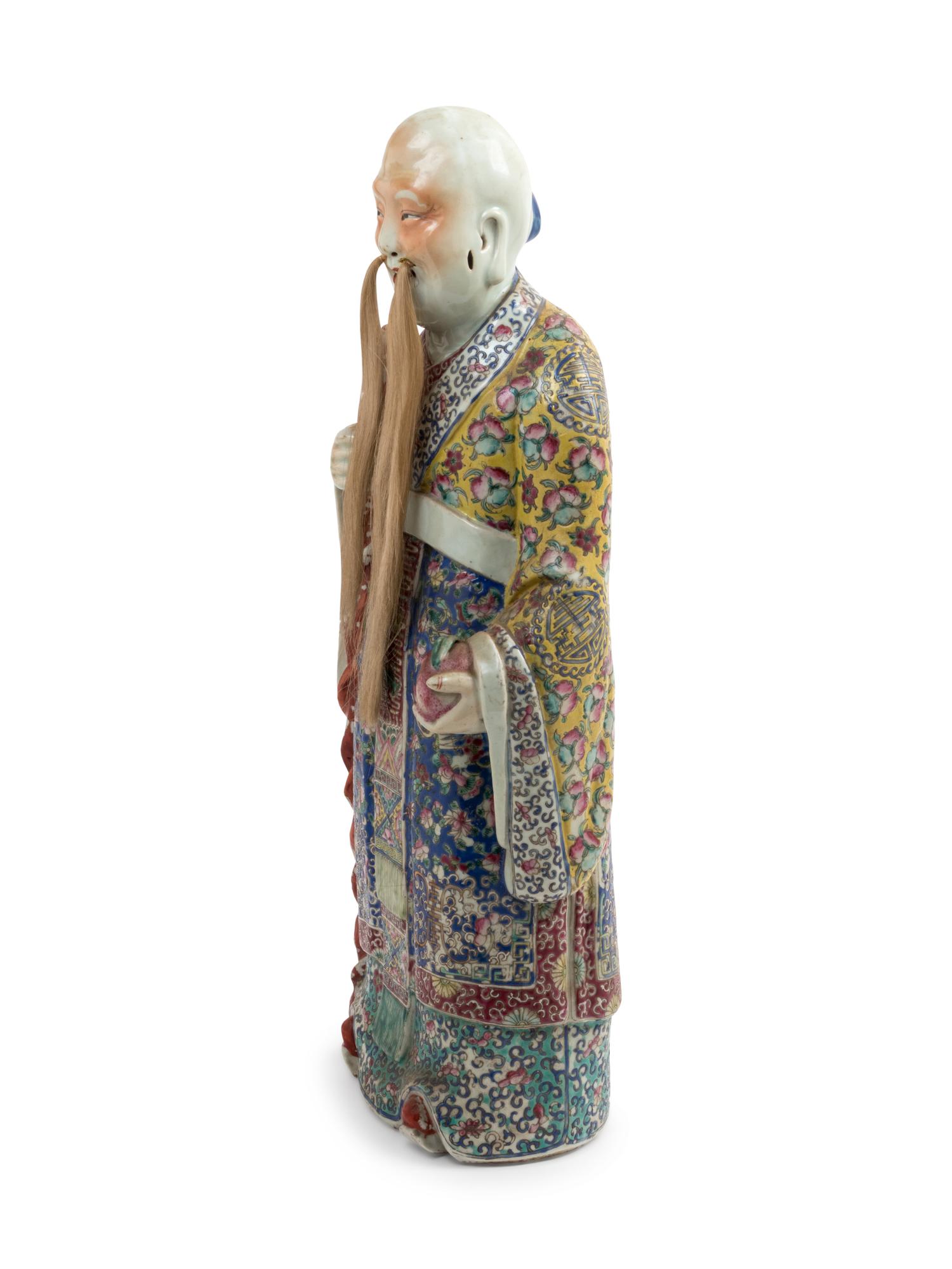 A Large Famille Rose Porcelain Figure of Shoulao