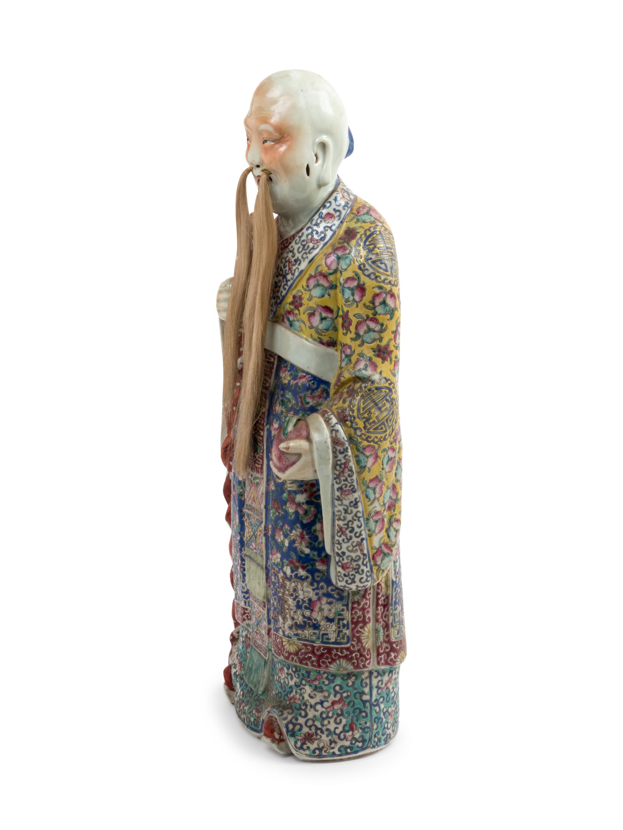 A Large Famille Rose Porcelain Figure of Shoulao