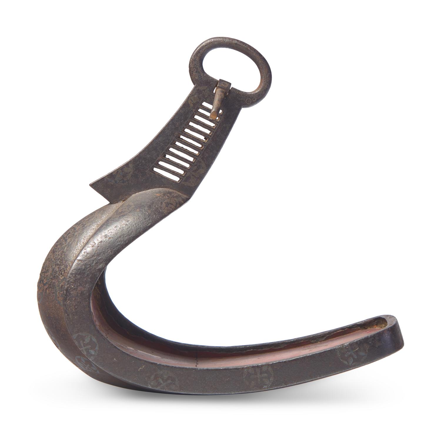 A Japanese Silver-Inlaid Iron Stirrup, Abumi, Edo Period