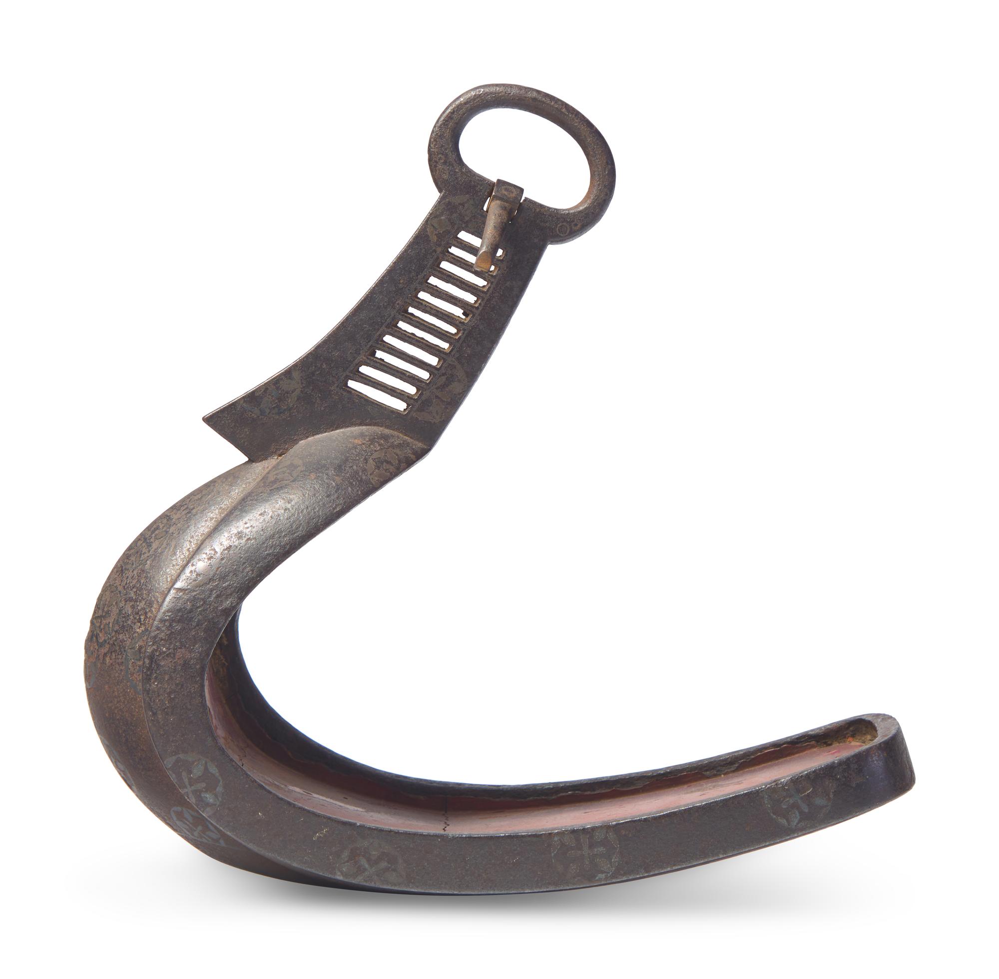 A Japanese Silver-Inlaid Iron Stirrup, Abumi, Edo Period
