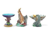 Three English Majolica Dishes