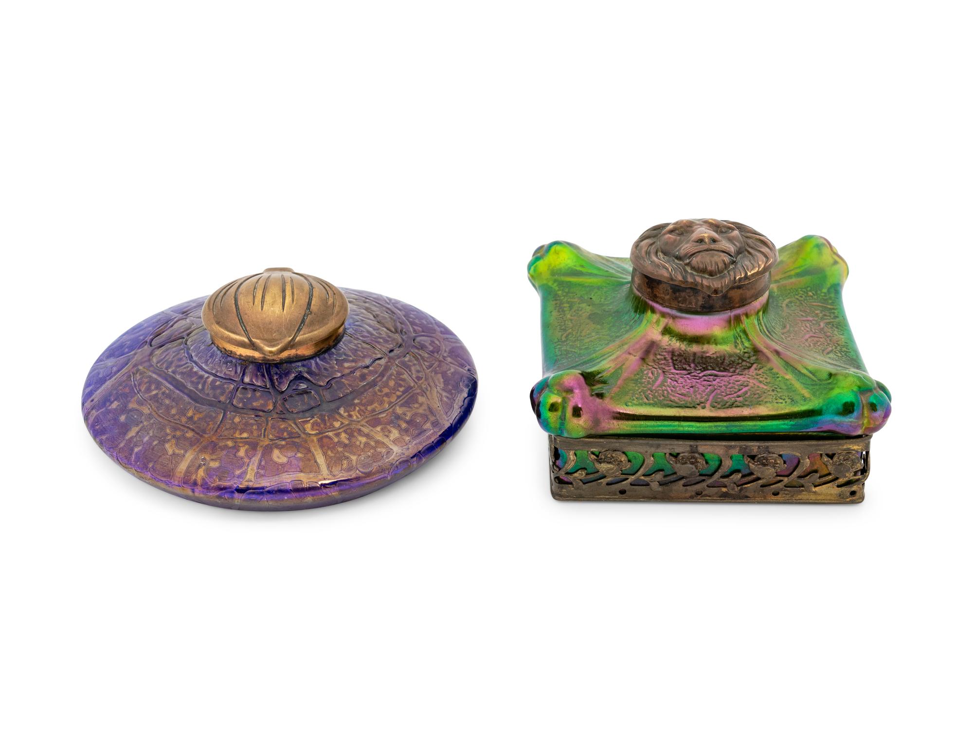 Two Loetz Glass Inkwells