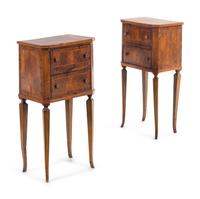 A Pair of Louis XVI Provincial Style Inlaid Walnut Side Cabinets