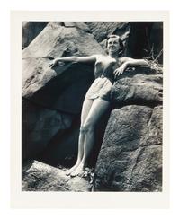 A group of five works ( Spools; Peter Lorre; #5; Model Standing in Rocks; Stairway Up Fuel Storage Tank )
