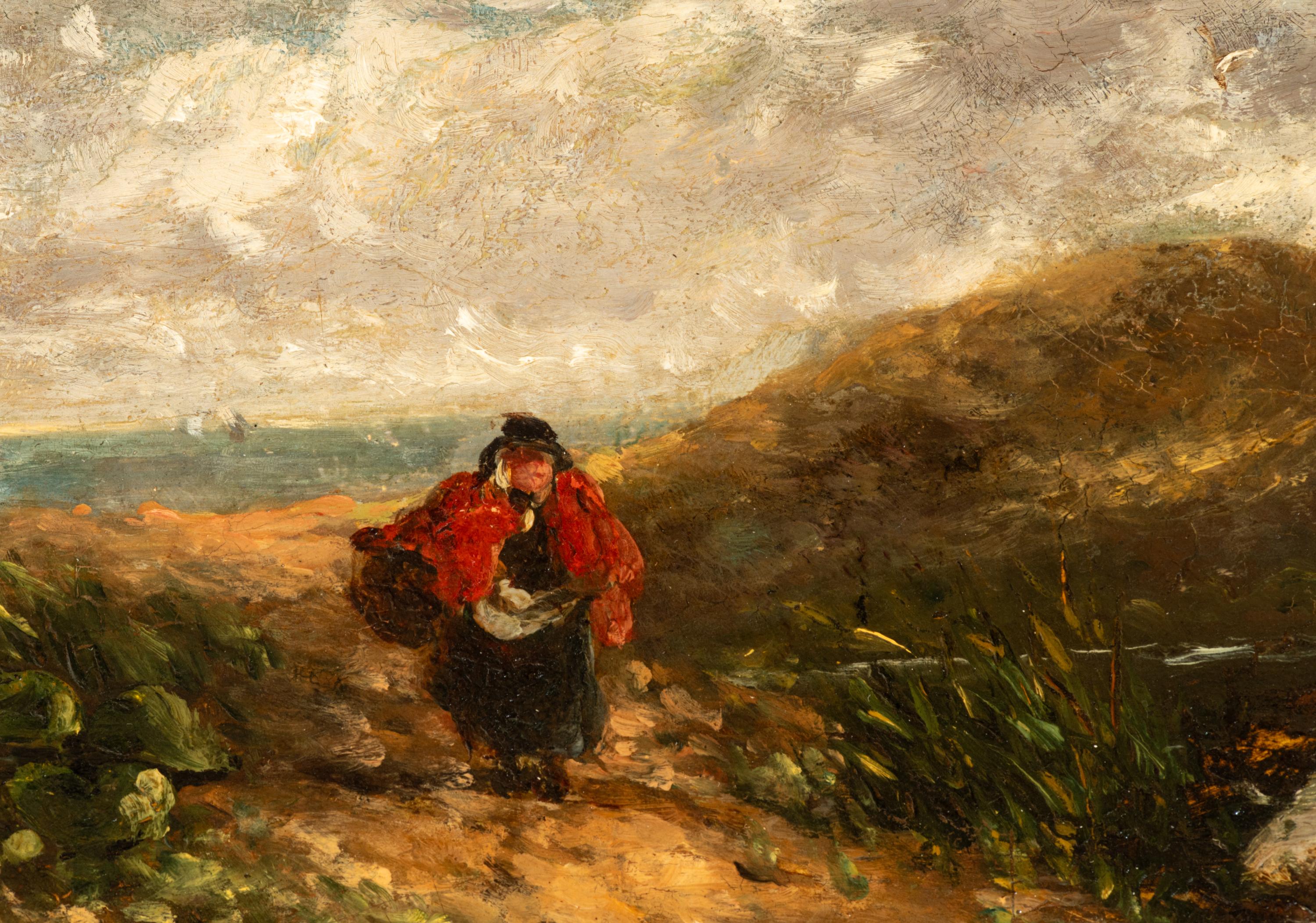 A Woman Walking on a Coastal Path, North Wales , 1850