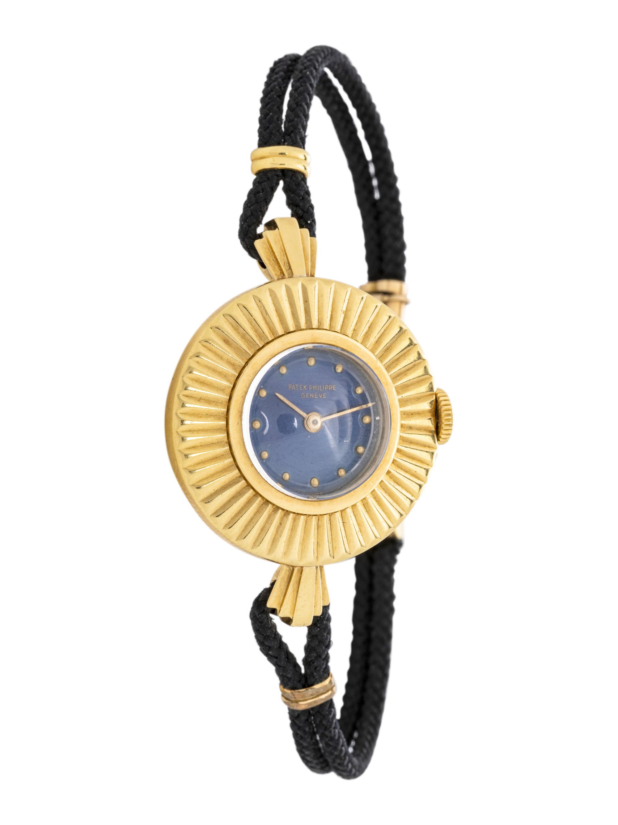 PATEK PHILLIPE, YELLOW GOLD AND BLUE ENAMEL WATCH
