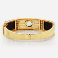 A 14K Yellow Gold and Gemstone Bangle Bracelet