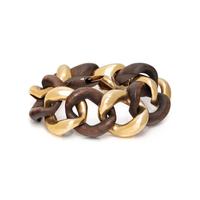 SEAMAN SCHEPPS, YELLOW GOLD AND WOOD LINK BRACELET