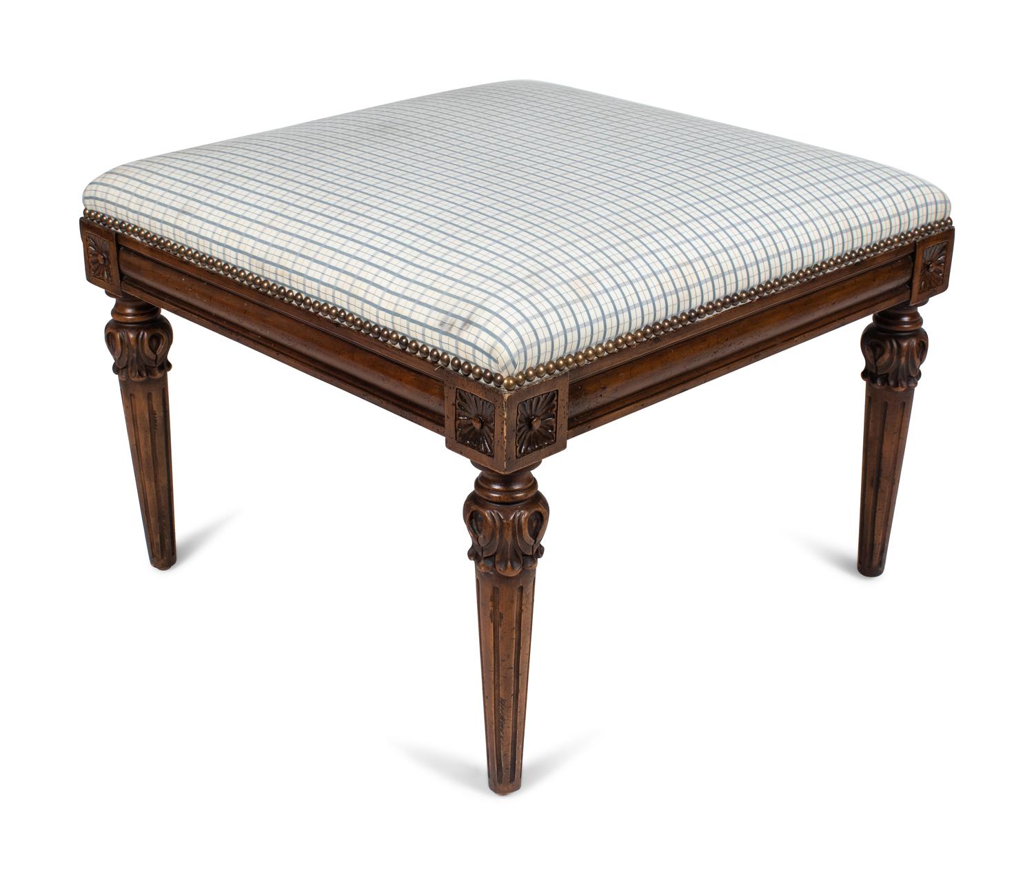 A Pair of Louis XV Style Fauteuils and an Associated Stool