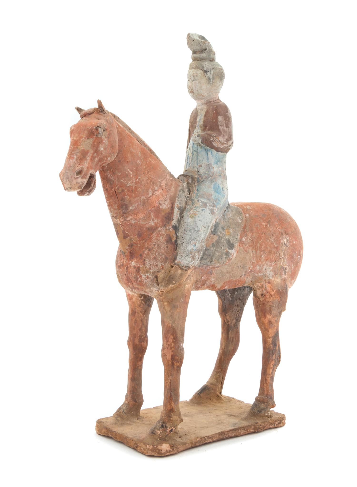 A Painted Pottery Equestrian Figure — POSSIBLY TANG DYNASTY