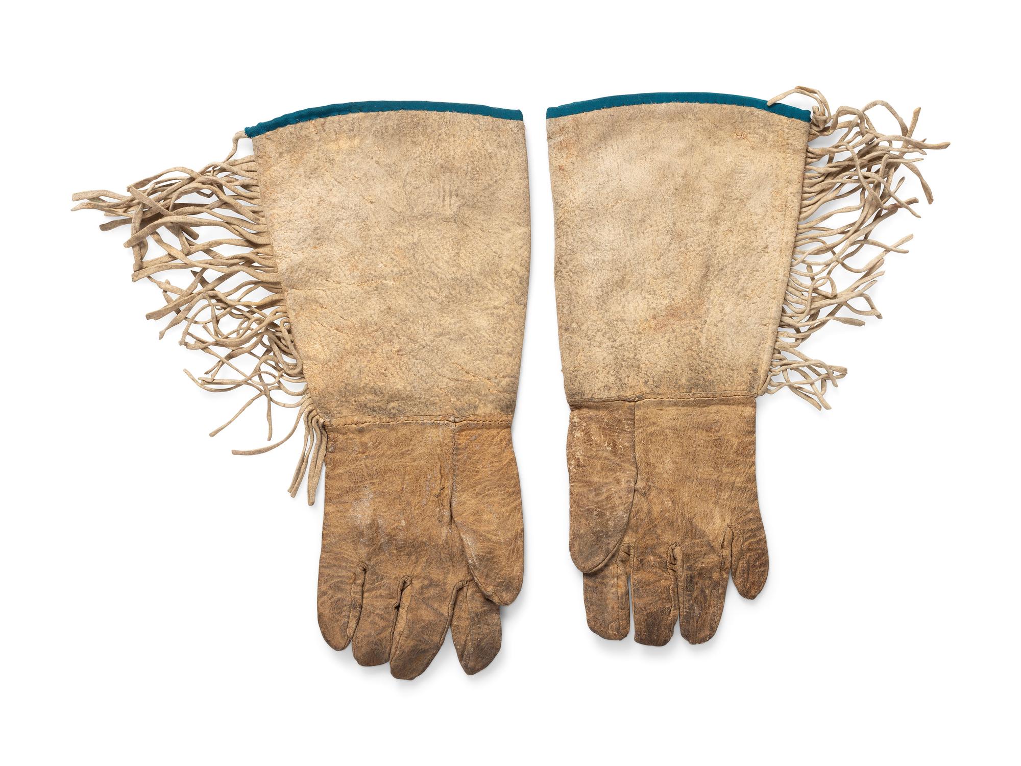 Santee Sioux Beaded Hide Gauntlets