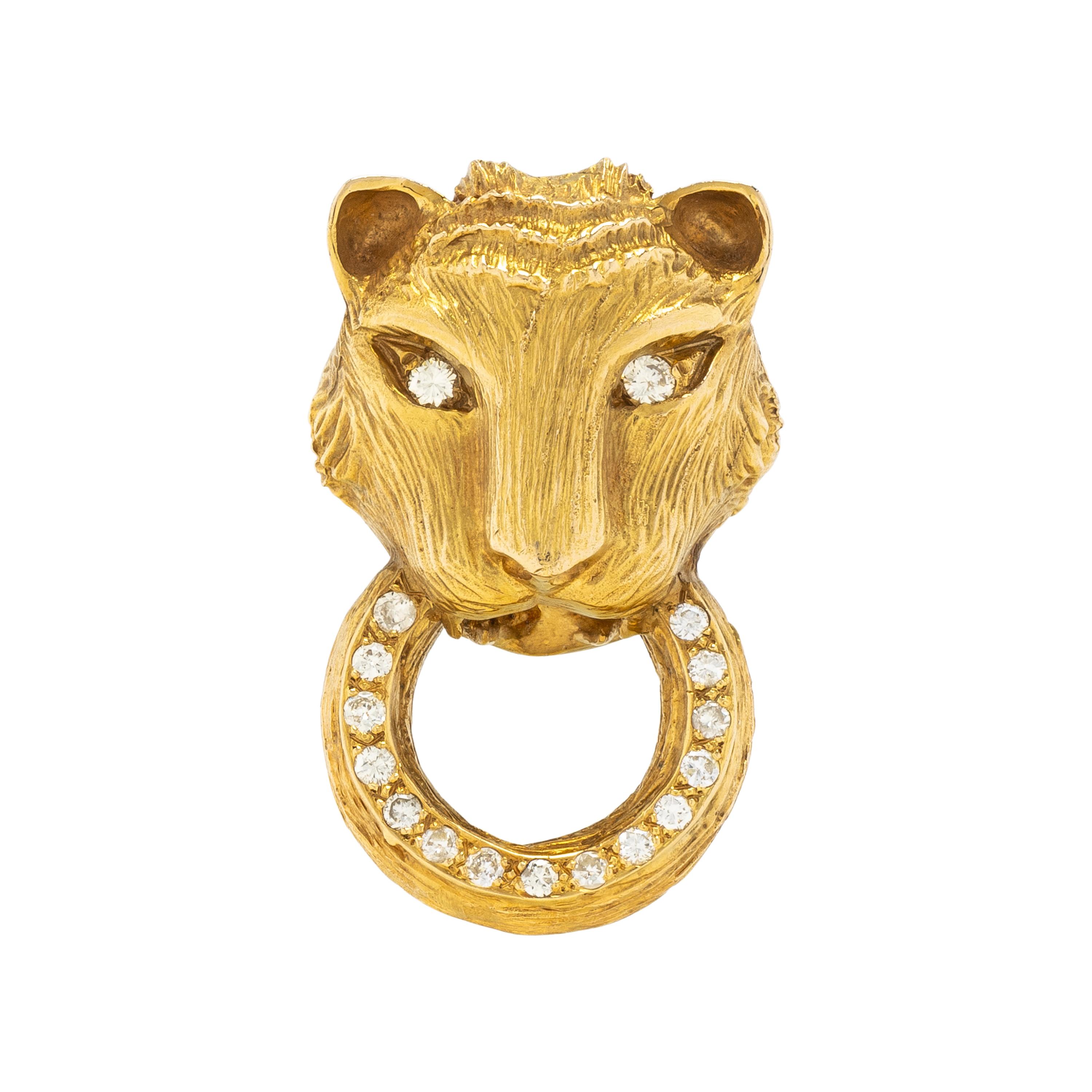 DIAMOND AND YELLOW GOLD FELINE DOOR KNOCKER SUITE
