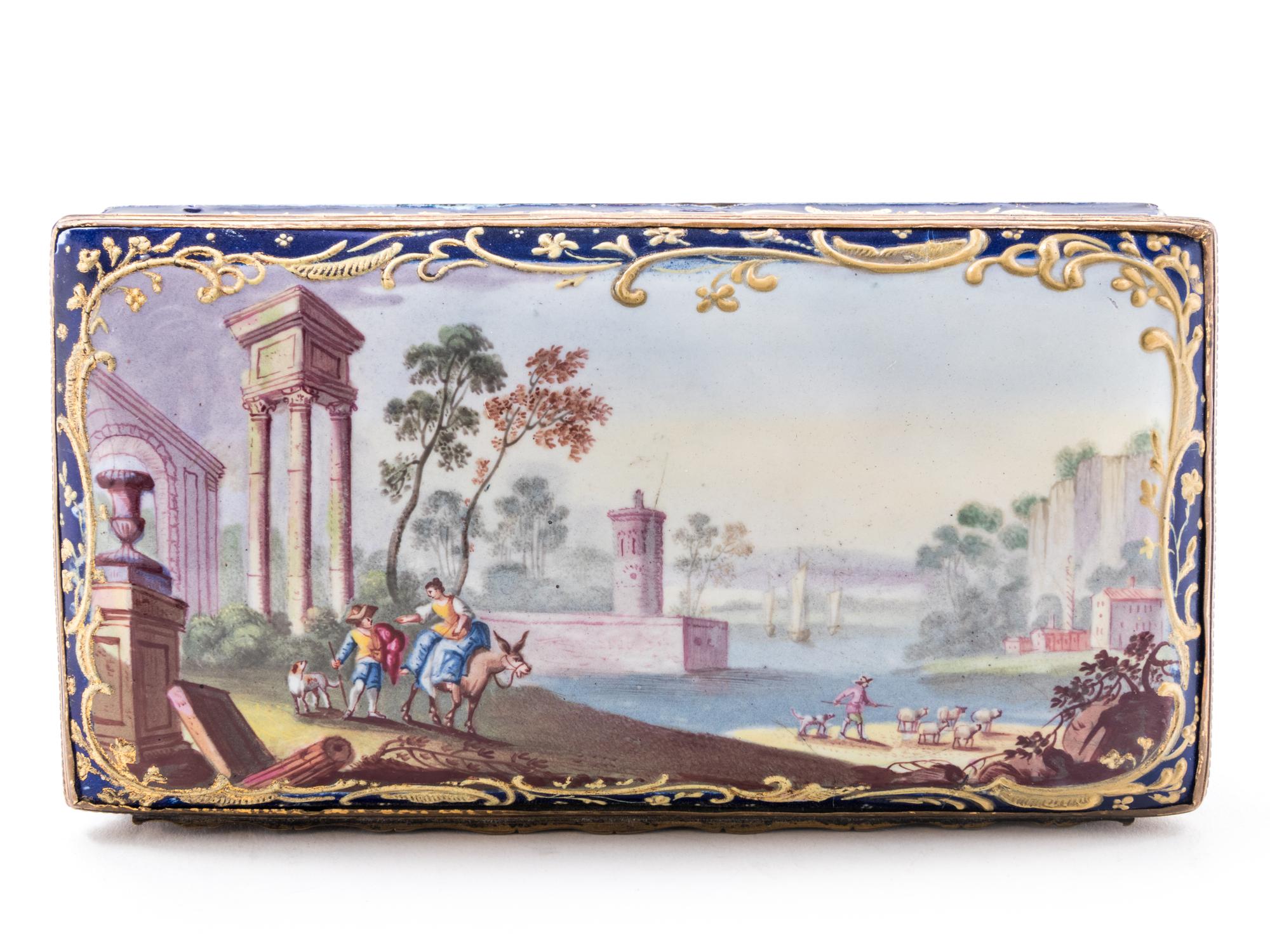 A Limoges Style Parcel Gilt Enamel-on-Copper Writing Box