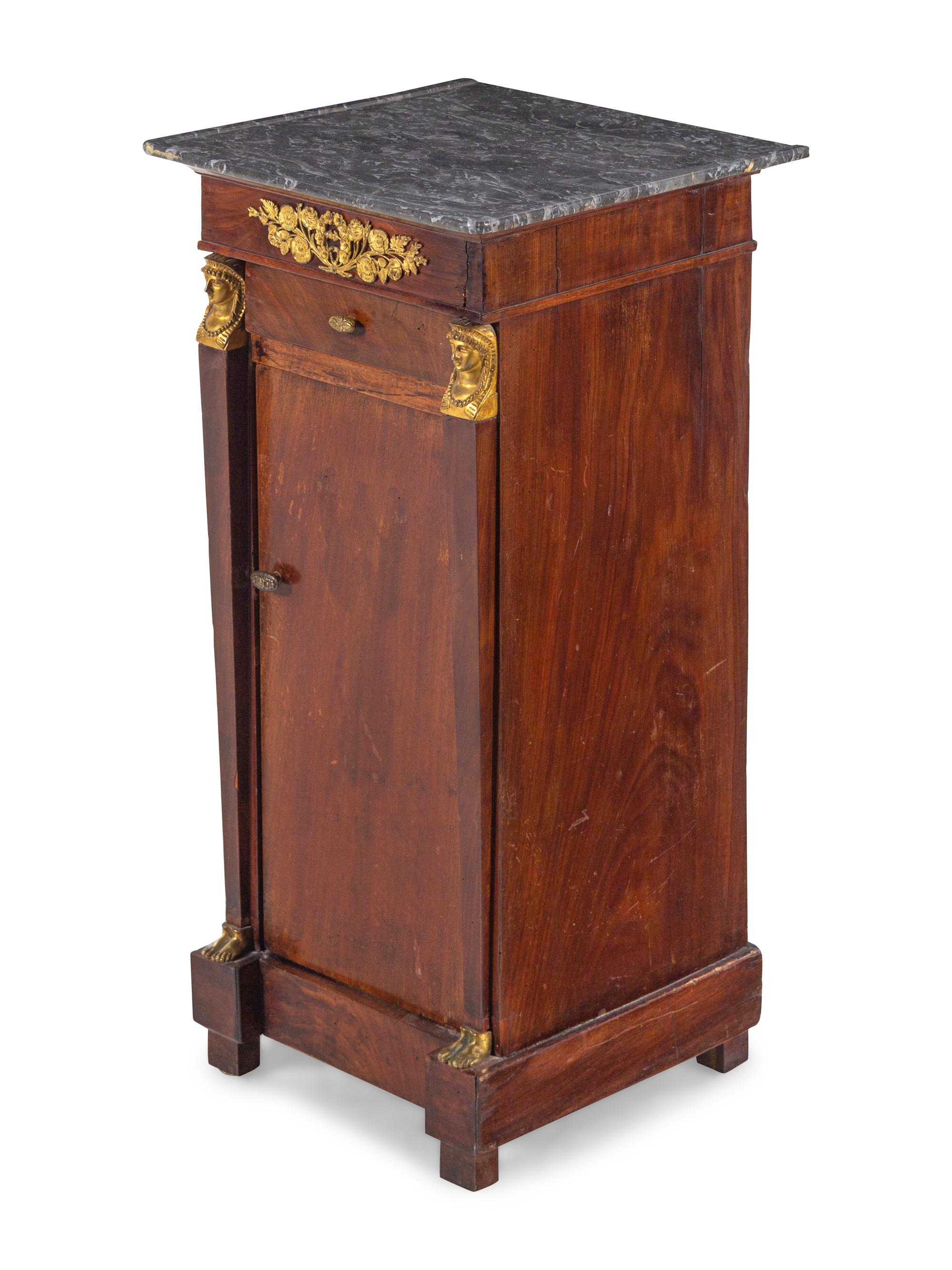 An Empire Style Gilt Metal Mounted Mahogany Side Cabinet