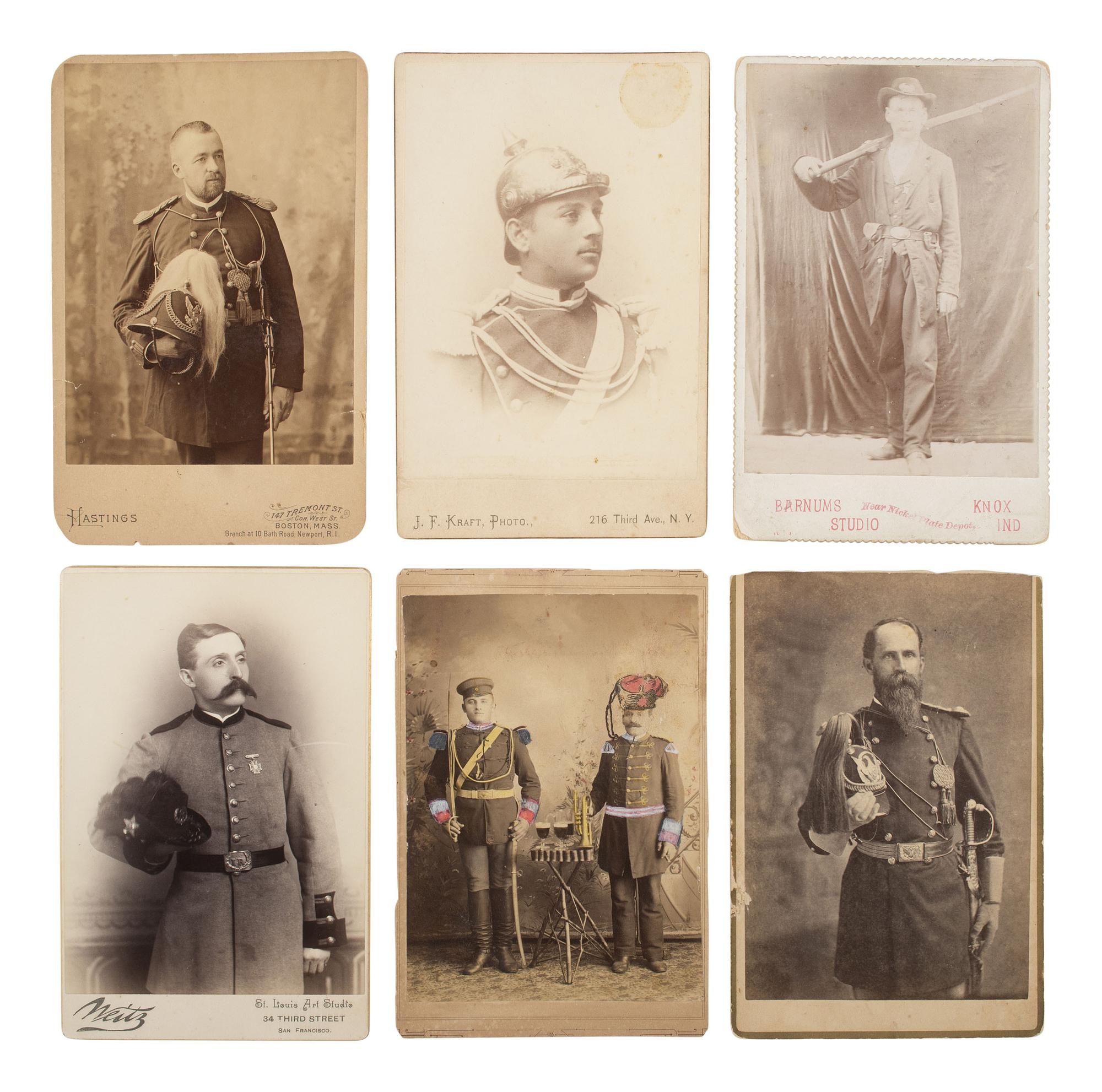 [MILITARIA]. 60+ cabinet cards and CDVs of American military subjects.
