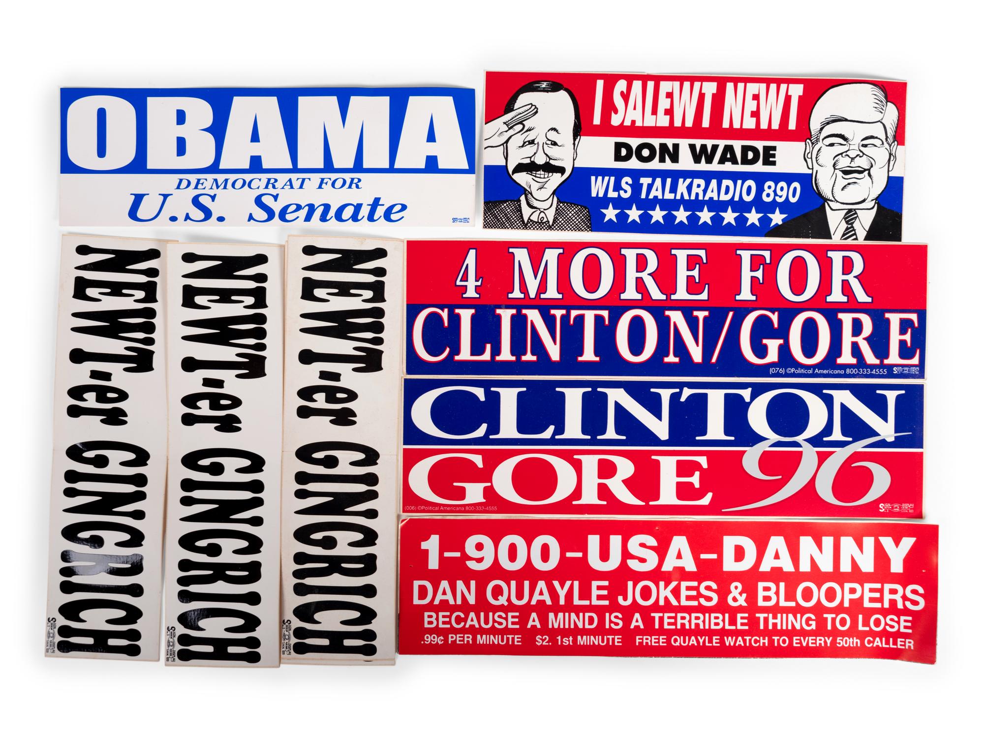 (Politics Memorabilia) Assorted political campaign materials, comprising: