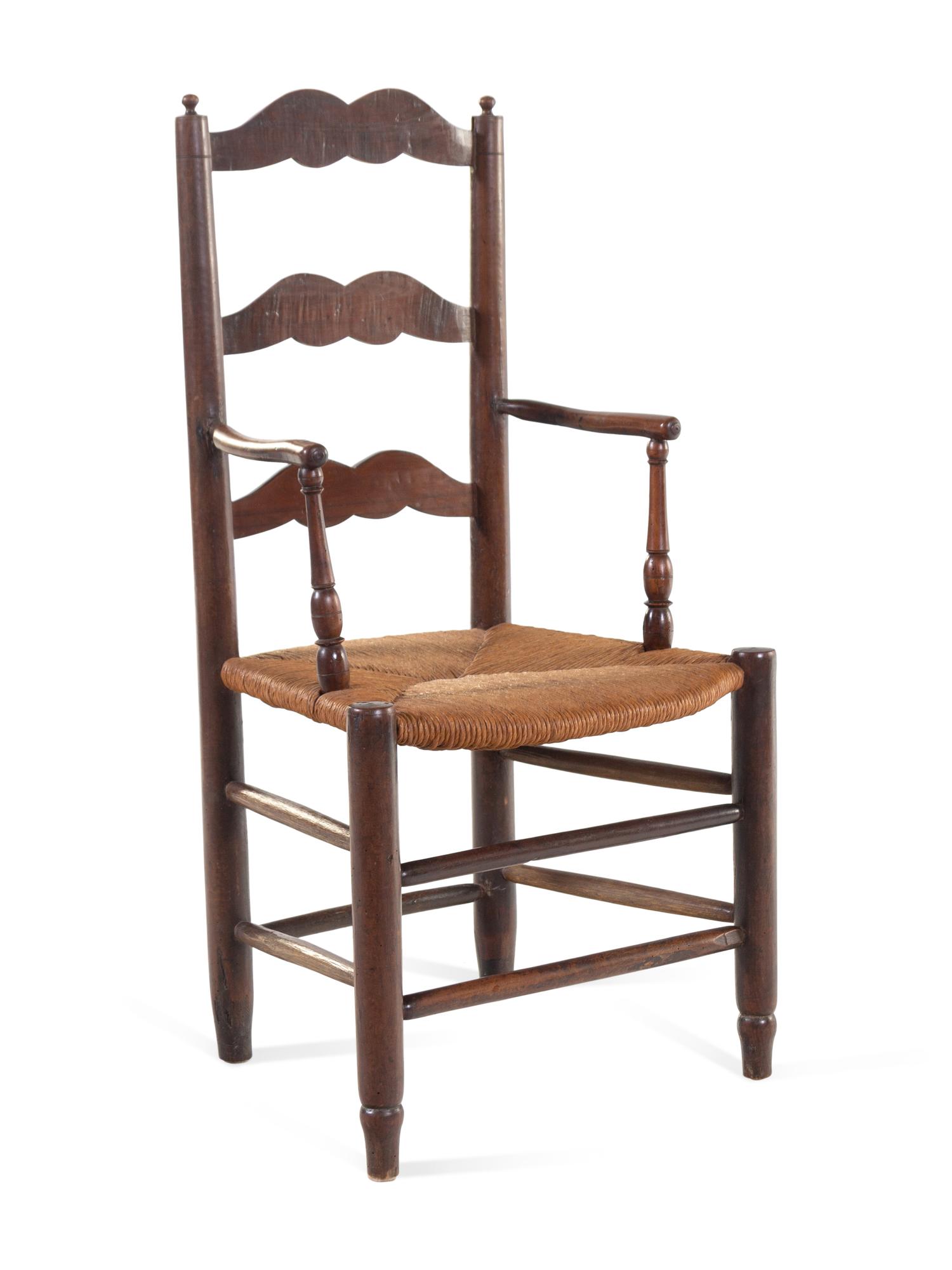 A Turned Maple Rocking Chair and a Similar Ladder-Back Armchair