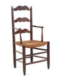 A Turned Maple Rocking Chair and a Similar Ladder-Back Armchair