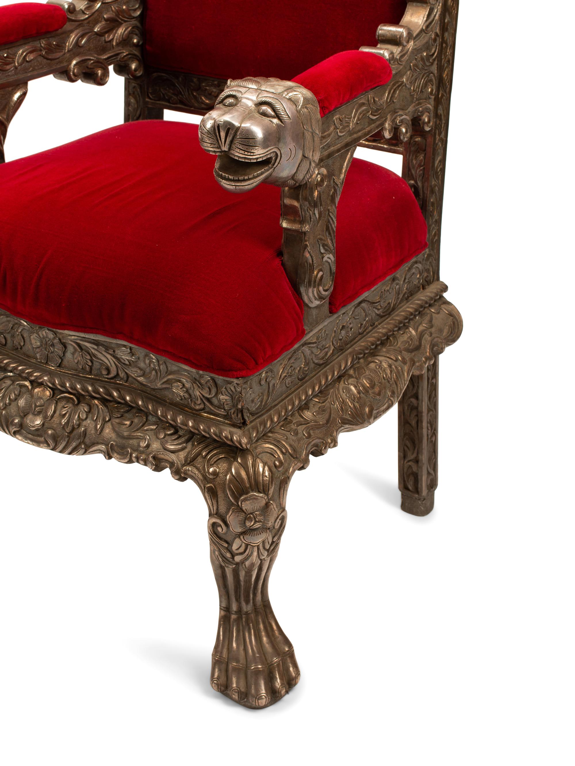 A Pair of Indian Style Silver-Clad Armchairs