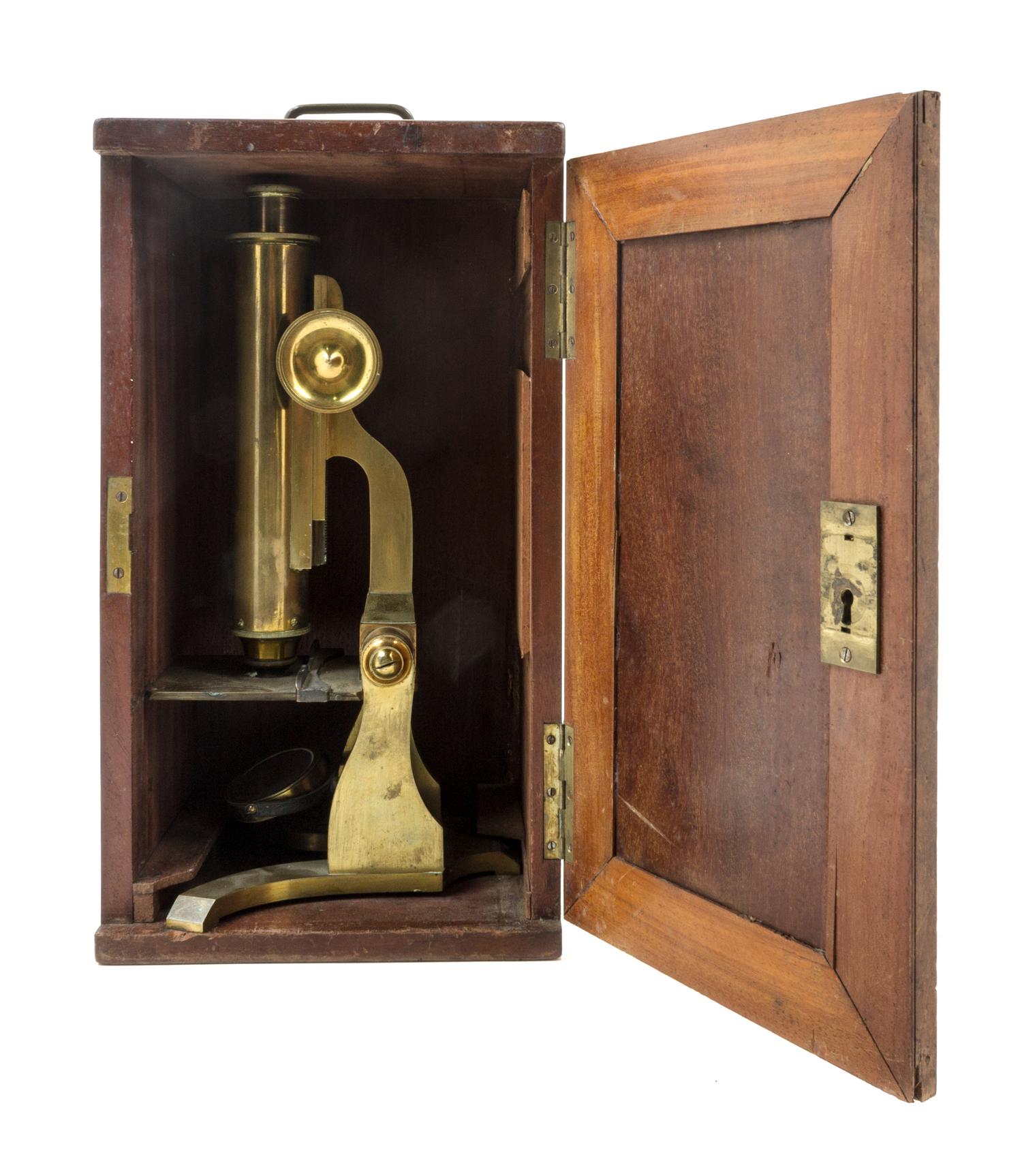 An English Brass Microscope Height 12 1/2 inches. — TALMAN, LONDON, 19TH CENTURY