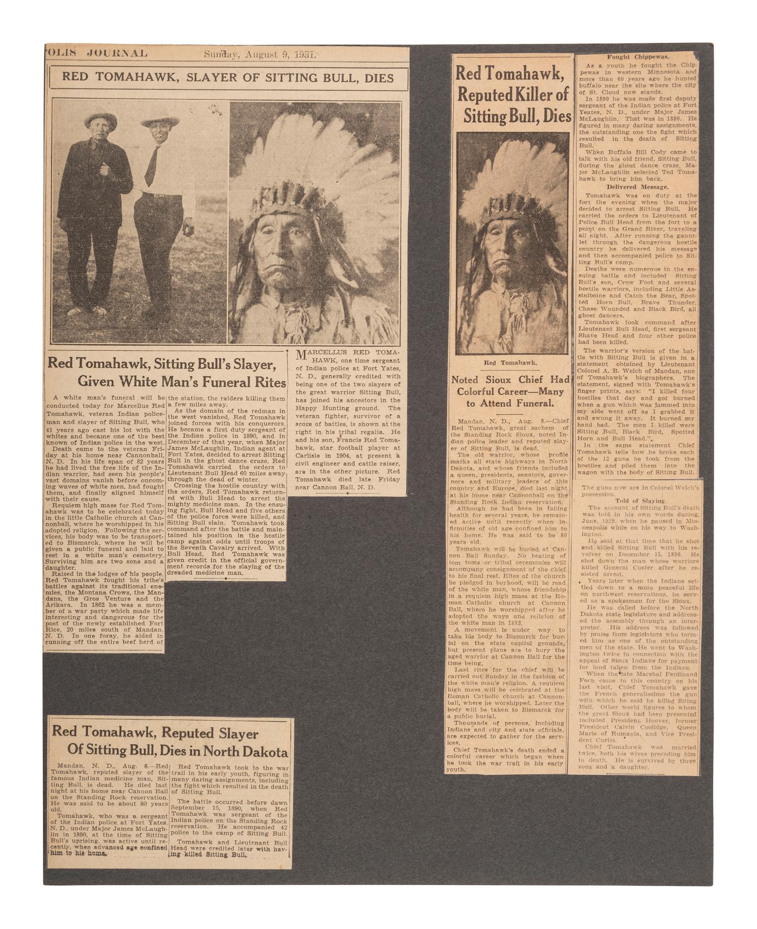[NATIVE AMERICANS]. A group of 11 hand-colored photographs of identified Native American subjects, incl. Red Tomahawk and Medicine Crow.