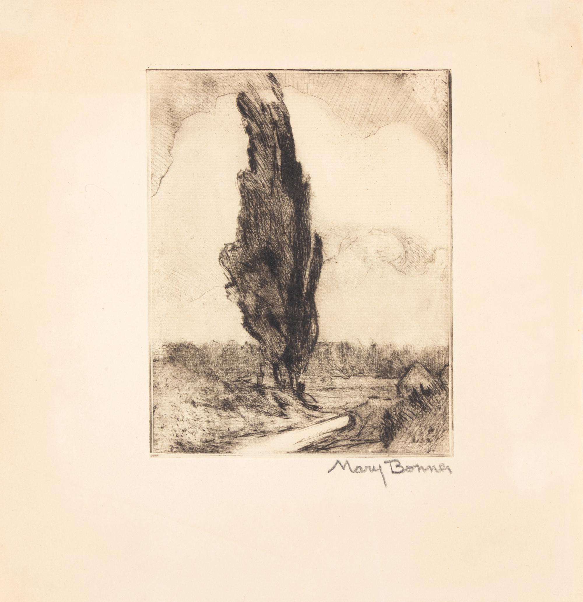 Mary Bonner (American, 1887-1935) Tree etching signed in…