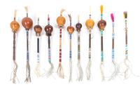 A Group of Peyote Rattles Length of longest 12 1/2 inches.