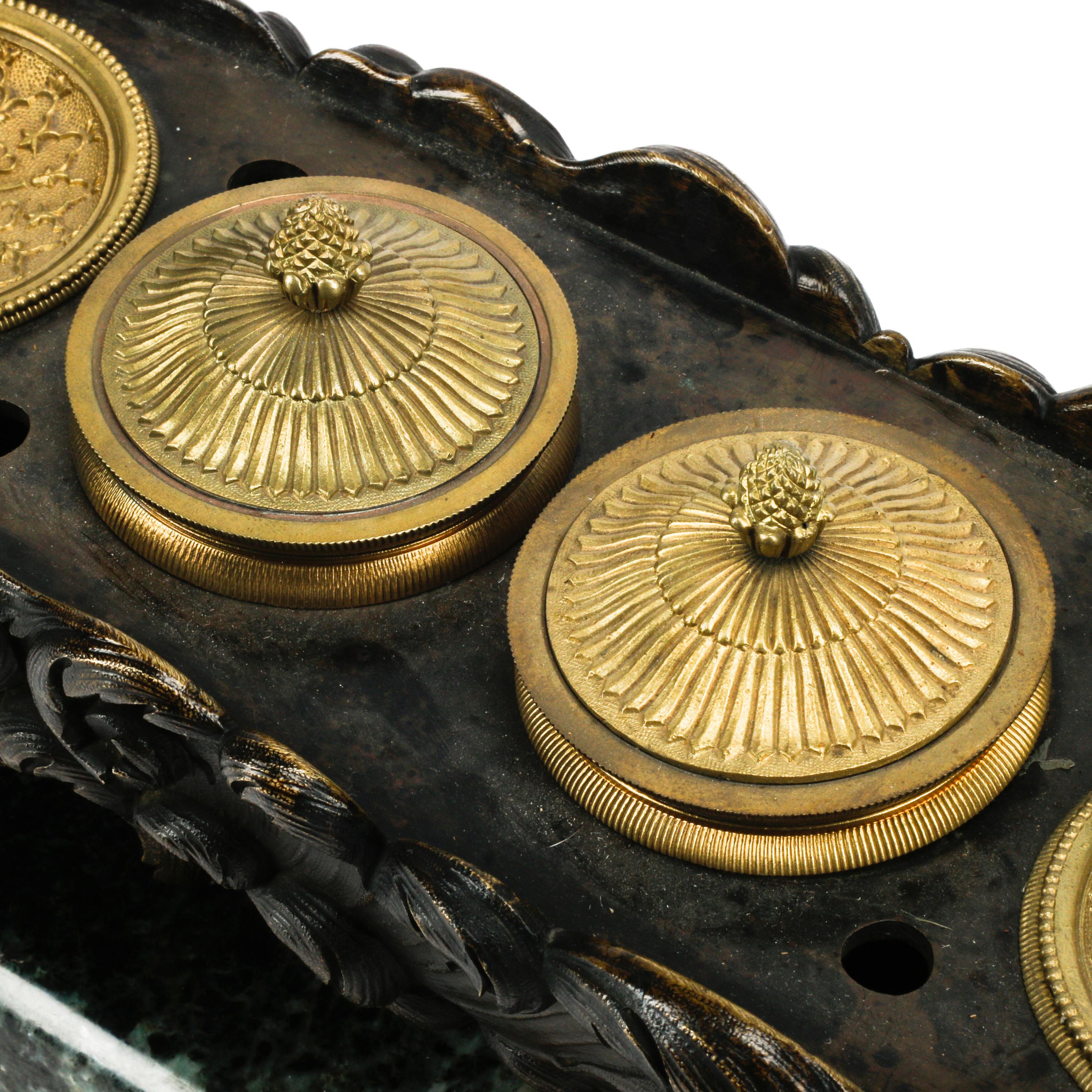 A French Gilt and Patinated Bronze Inkwell