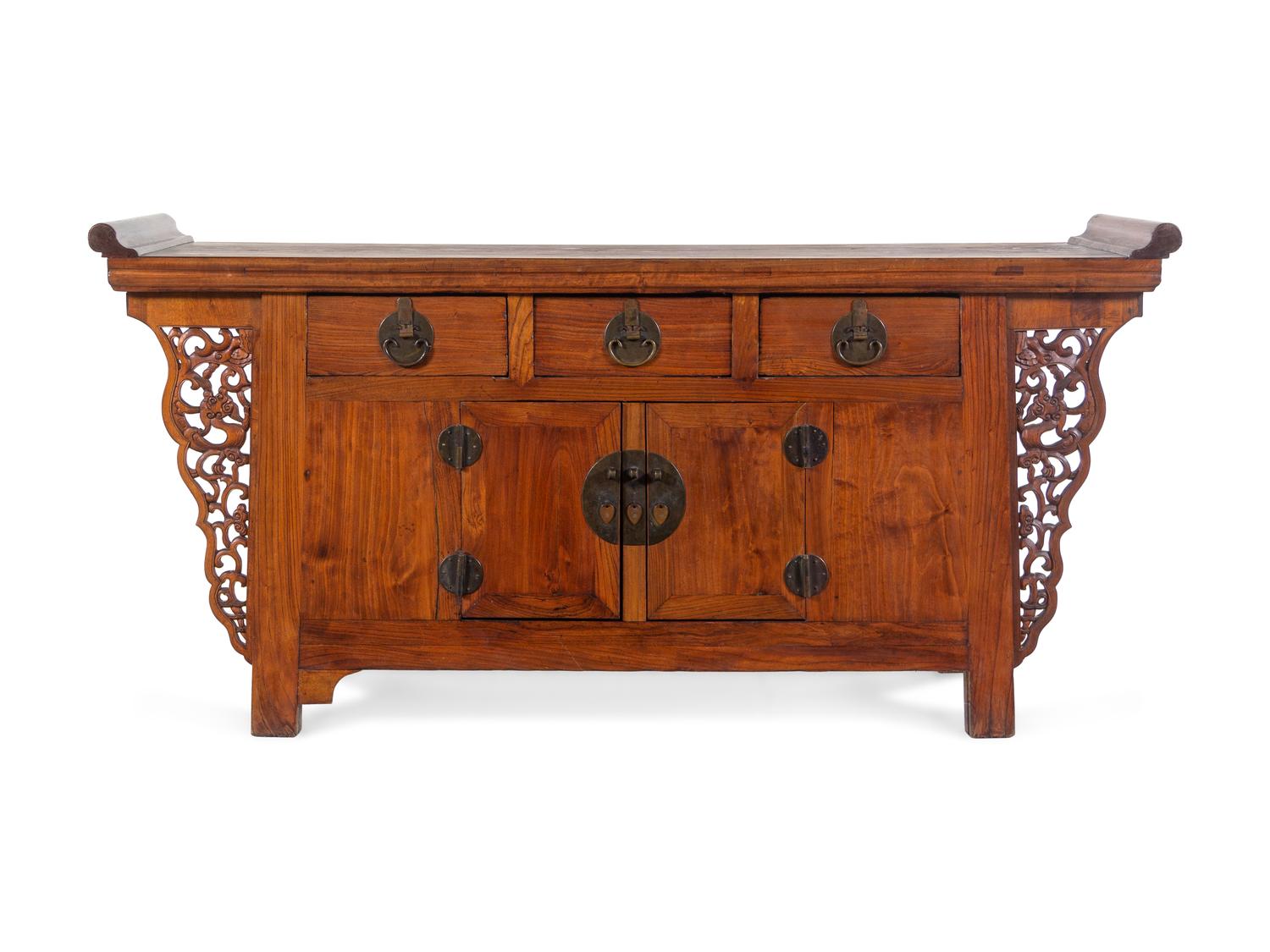 A Chinese Hardwood Three-Drawer Altar Coffer, Liansanchu