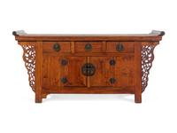 A Chinese Hardwood Three-Drawer Altar Coffer, Liansanchu